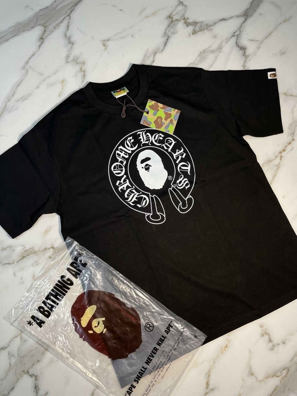 Black Men’s Tee with White Ape Graphic